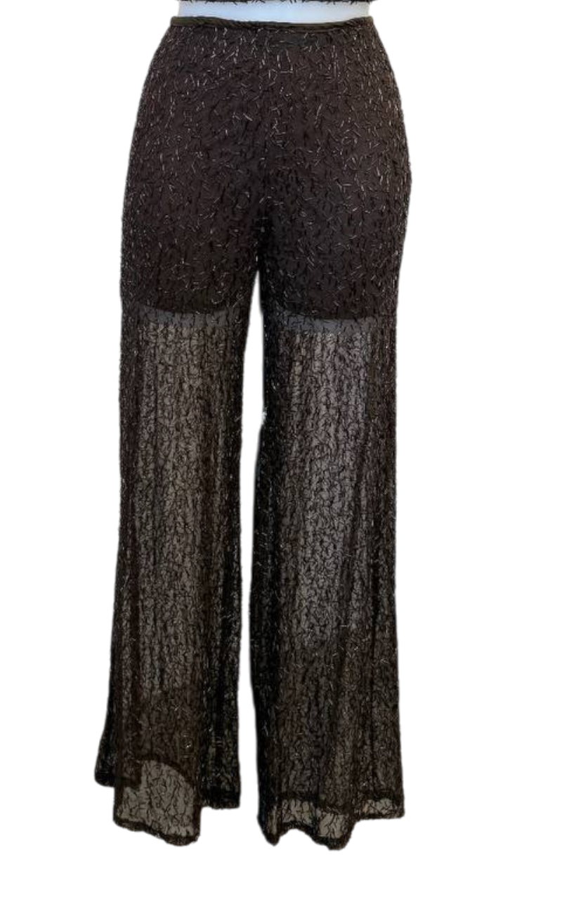 pantalon brodé à paillettes