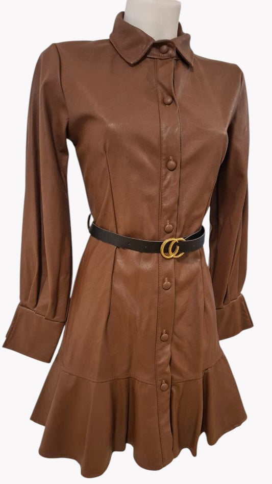 🖤 Vestido Efecto Piel con Cinturón · 2 Colores 🤎