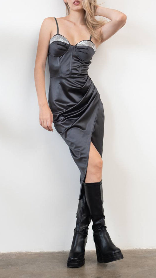 💎 Vestido Satinado con Brillos · 2 Colores 💎