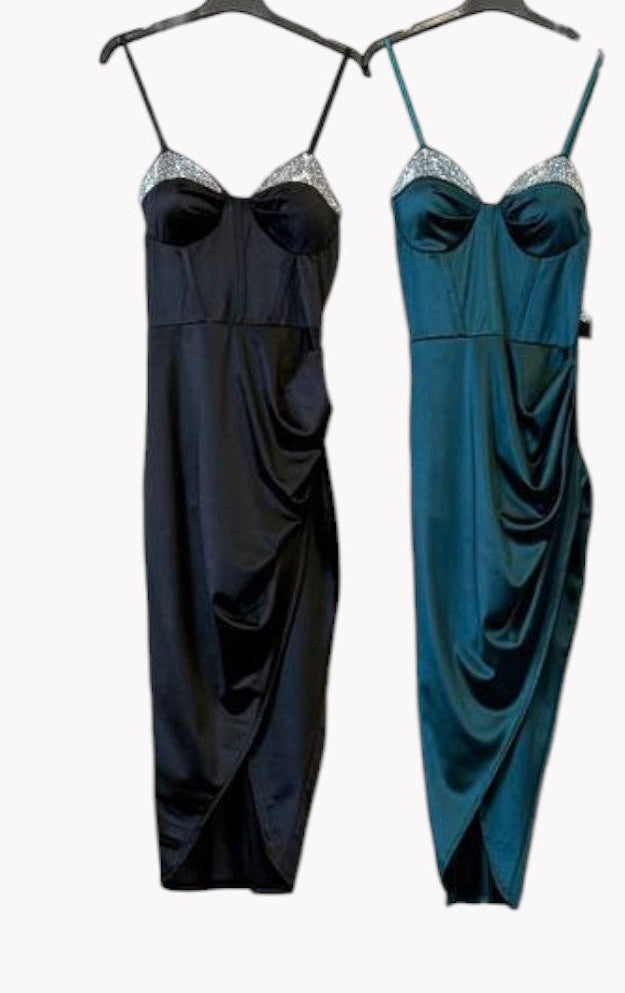 💎 Vestido Satinado con Brillos · 2 Colores 💎