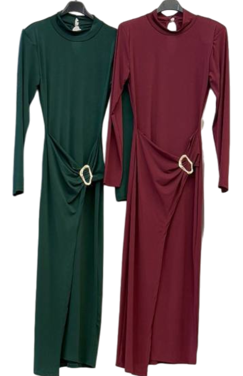 ✨ Vestido Midi con Hebilla Dorada ✨