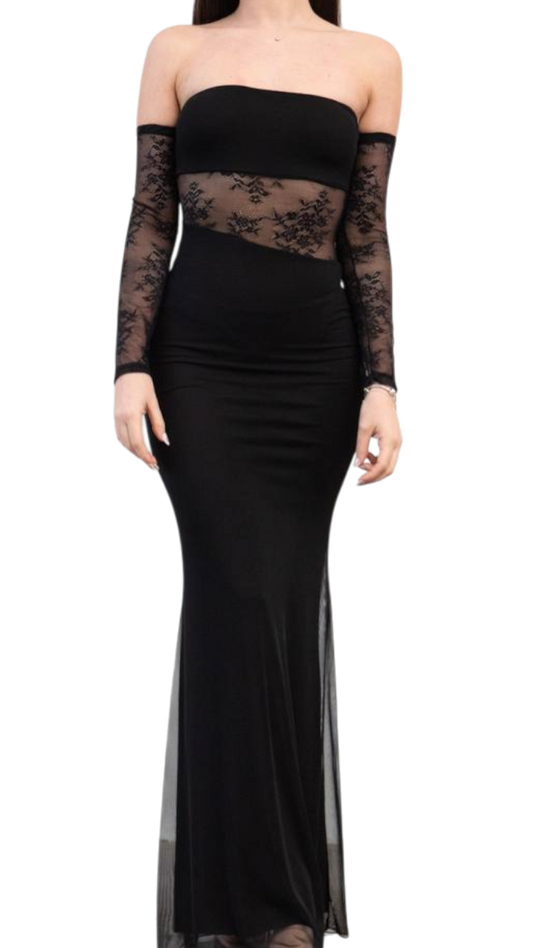 Vestido Largo Encaje Elegancia Dual