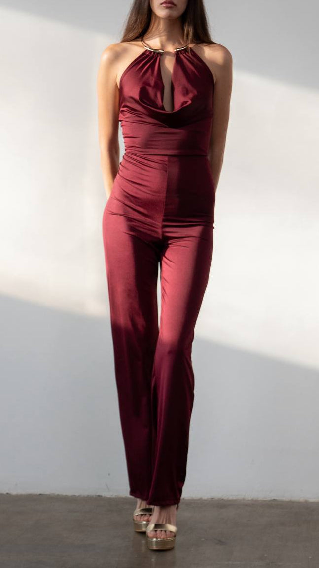 Mono Halter Satinado con Anilla Dorada – Talla Única (S a M)