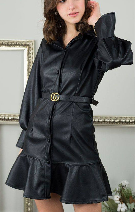 🖤 Vestido Efecto Piel con Cinturón · 2 Colores 🤎