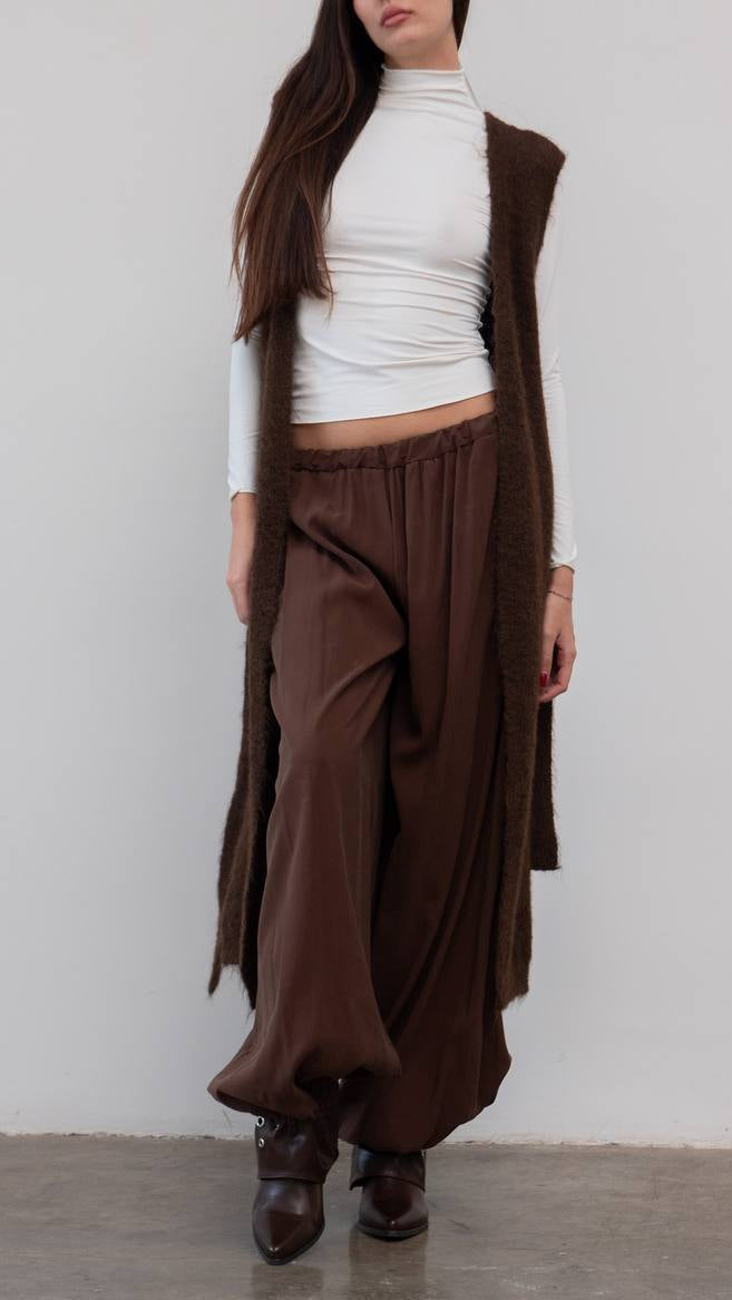 Chaleco Largo de Lana con Cinturón – Talla Única (S a L)