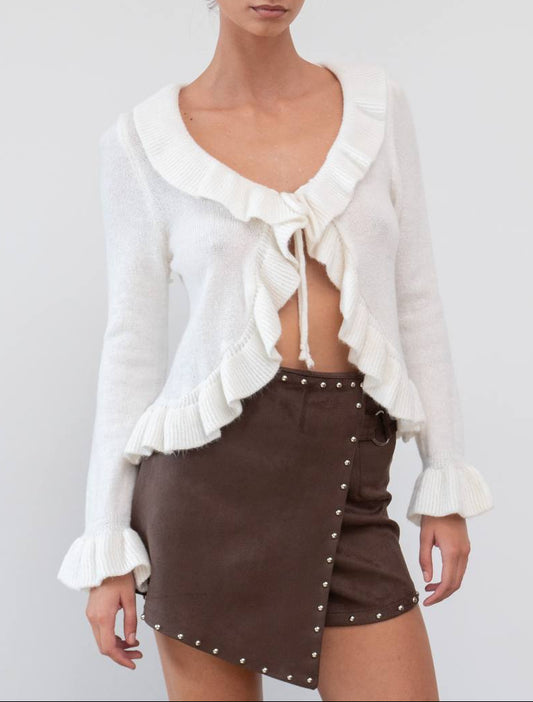 Chaqueta Boho de Lana con Volantes – Talla Única (S a M)