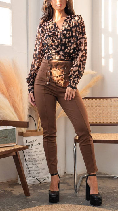 Pantalón Corset con Lazo Frontal – Talla Única 4 colores