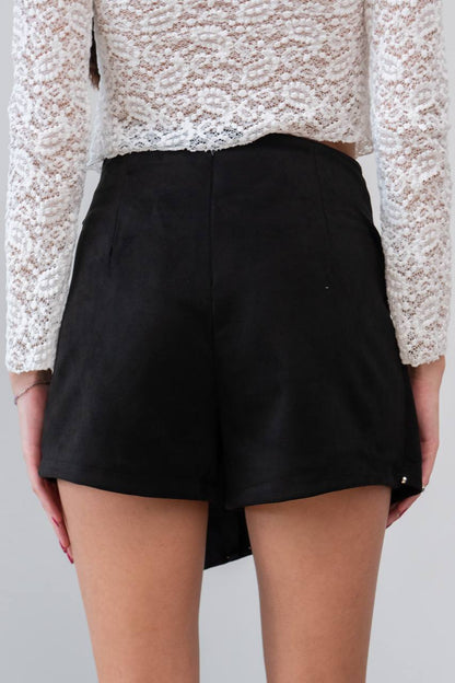 Falda-Pantalón Ante Aterciopelado con Tachuelas – S, M, L Disponible en: Negro · Marrón Chocolate · Camel