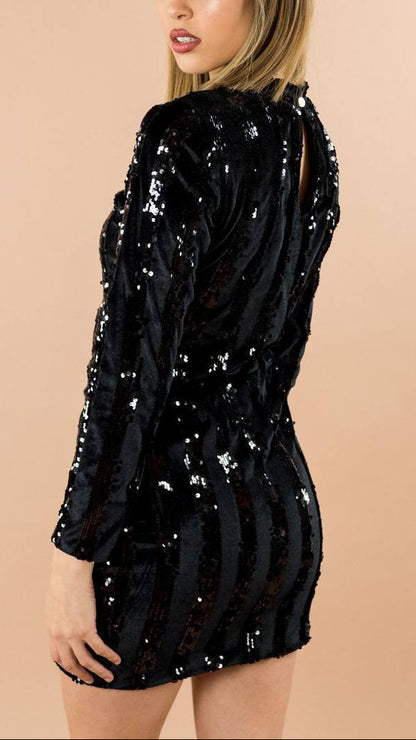 Vestido “Black Code” – Lentejuelas Efecto Velvet