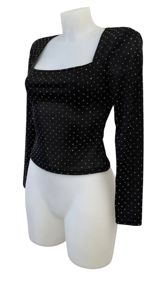 Top Negro de Brillos Cuadrado