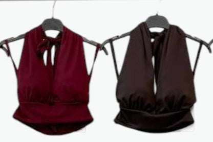 Top Halter Nudo Satén · 4 colores