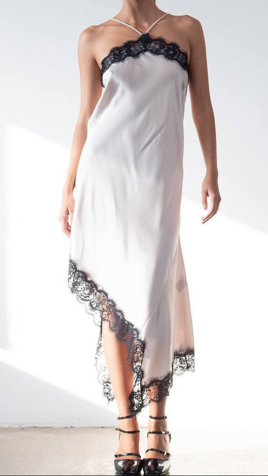 💋 Vestido Lencero Satinado con Encaje · 4 colores