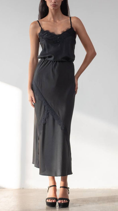 ✨ Falda Lencera Satinada con Encaje · 4 colores