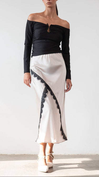 ✨ Falda Lencera Satinada con Encaje · 4 colores