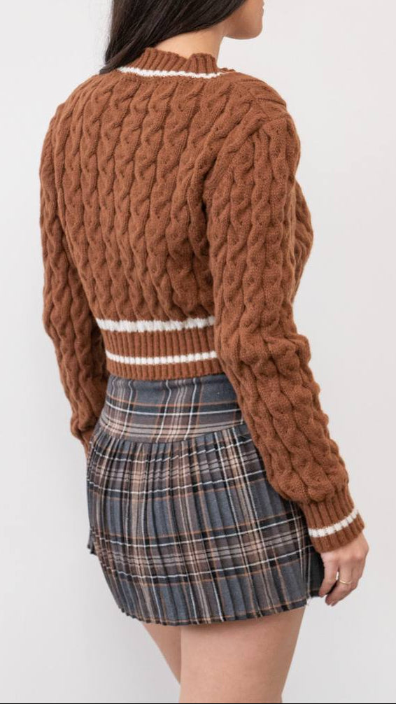 🍁 Jersey "School Crush" · Punto trenzado caramelo