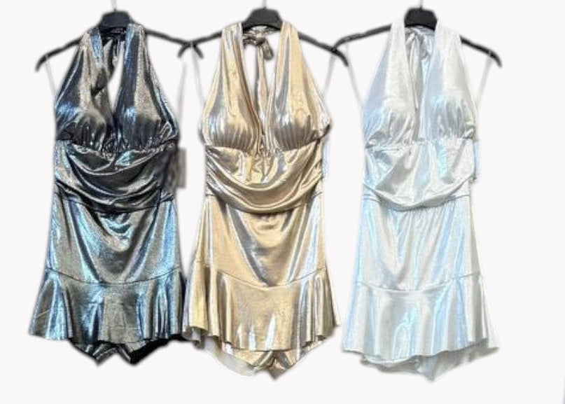 ✨ Vestido Halter Metalizado · 3 Colores ✨