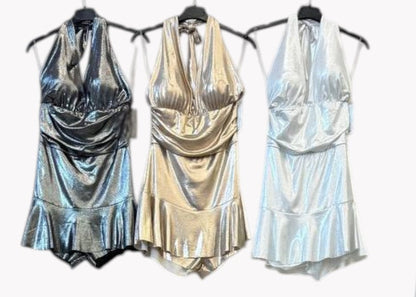 ✨ Vestido Halter Metalizado · 3 Colores ✨