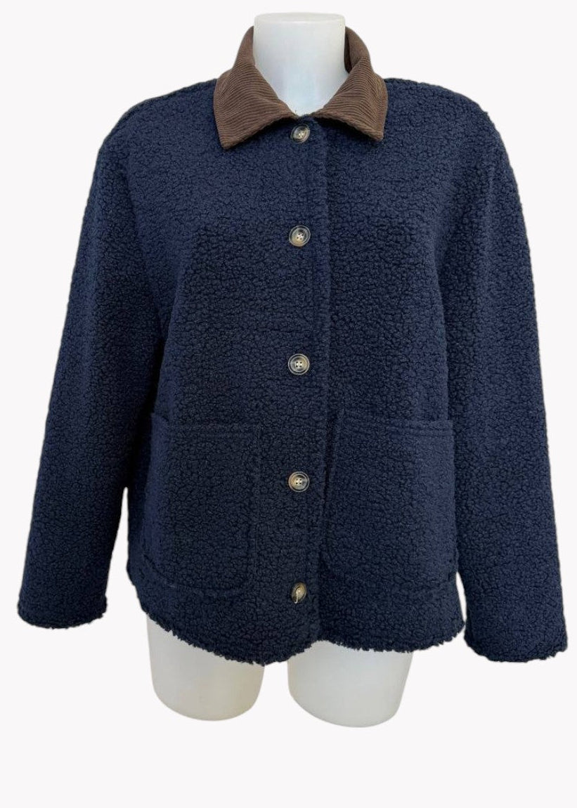 🧥 CHAQUETA EFECTO BORREGUITO CON CUELLO DE PANA · 4 COLORES · TALLA ÚNICA