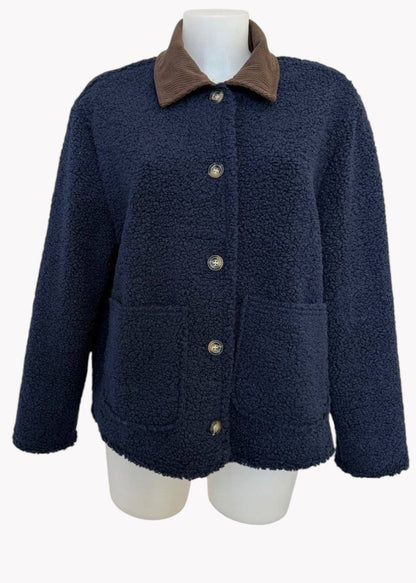 🧥 CHAQUETA EFECTO BORREGUITO CON CUELLO DE PANA · 4 COLORES · TALLA ÚNICA