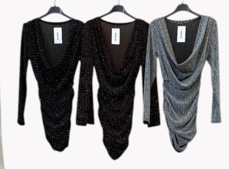 ✨ VESTIDO METÁLICO DRAPEADO · 3 COLORES