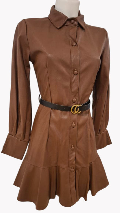 🖤 Vestido Efecto Piel con Cinturón · 2 Colores 🤎