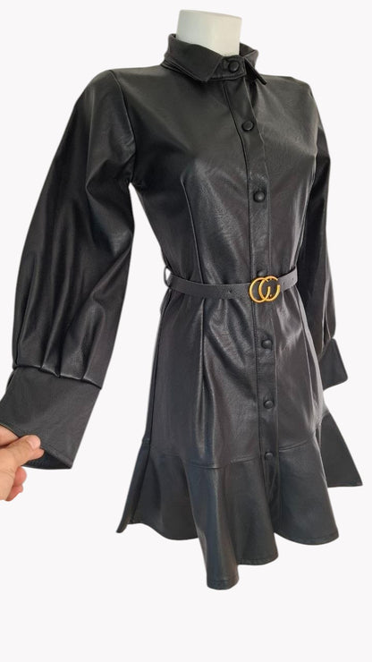 🖤 Vestido Efecto Piel con Cinturón · 2 Colores 🤎