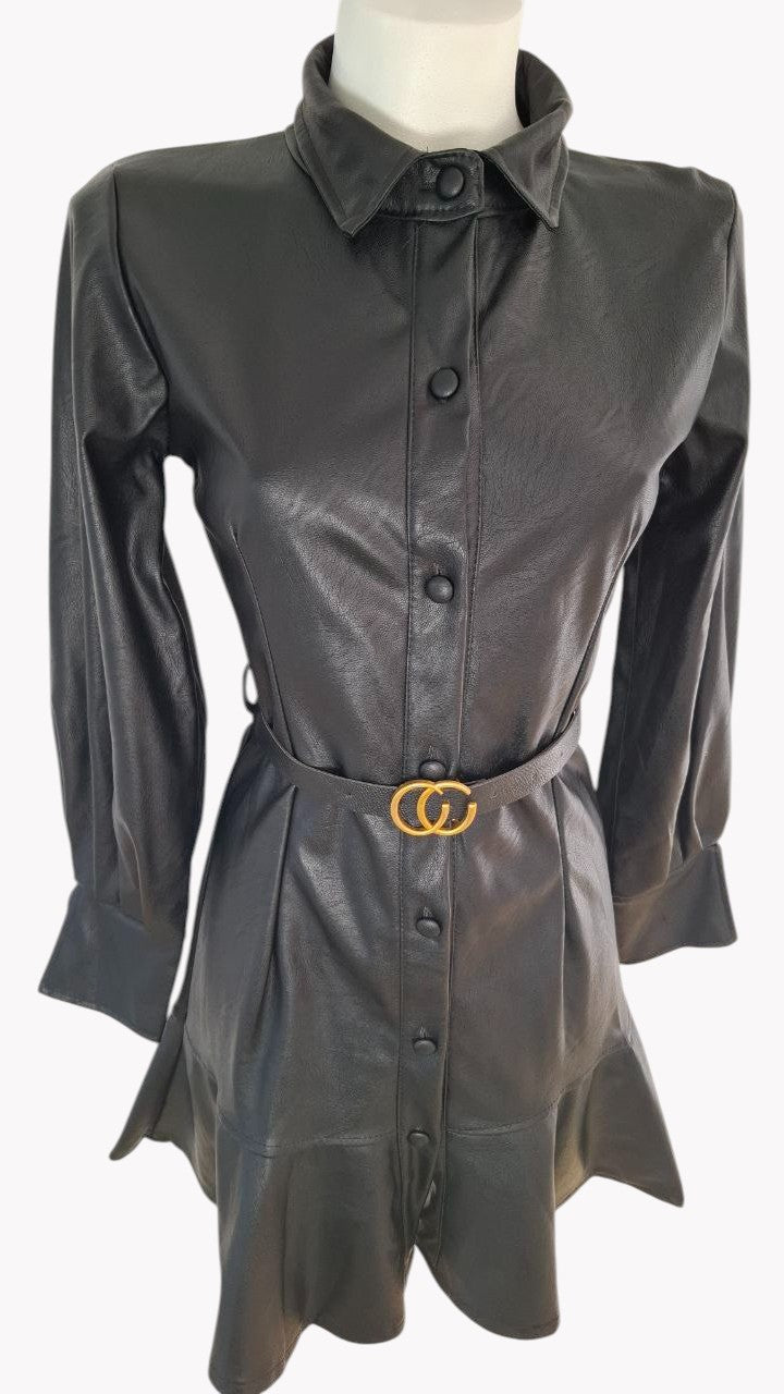 🖤 Vestido Efecto Piel con Cinturón · 2 Colores 🤎