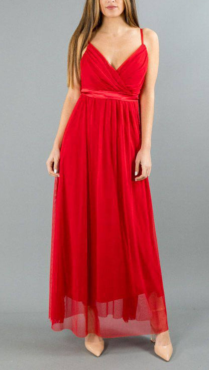 👗 Vestido Largo Tul Cruzado · 3 Colores 👗