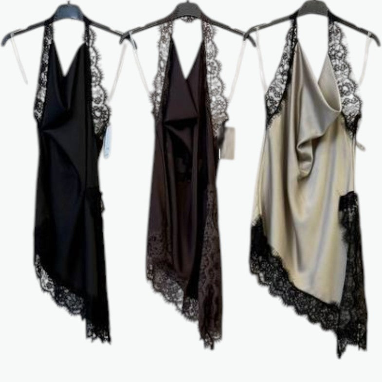 Blusa Lencera Satin Lace Drape 🧷