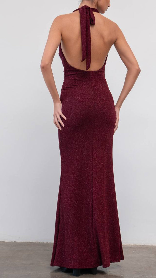 Vestido largo halter brillante · 6 colores ✨