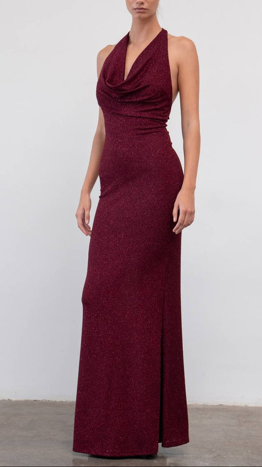 Vestido largo halter brillante · 6 colores ✨