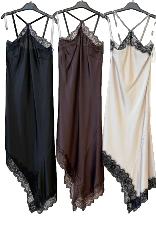 Vestido lencero con encaje – La tendencia de este otoño ✨ 3 colores