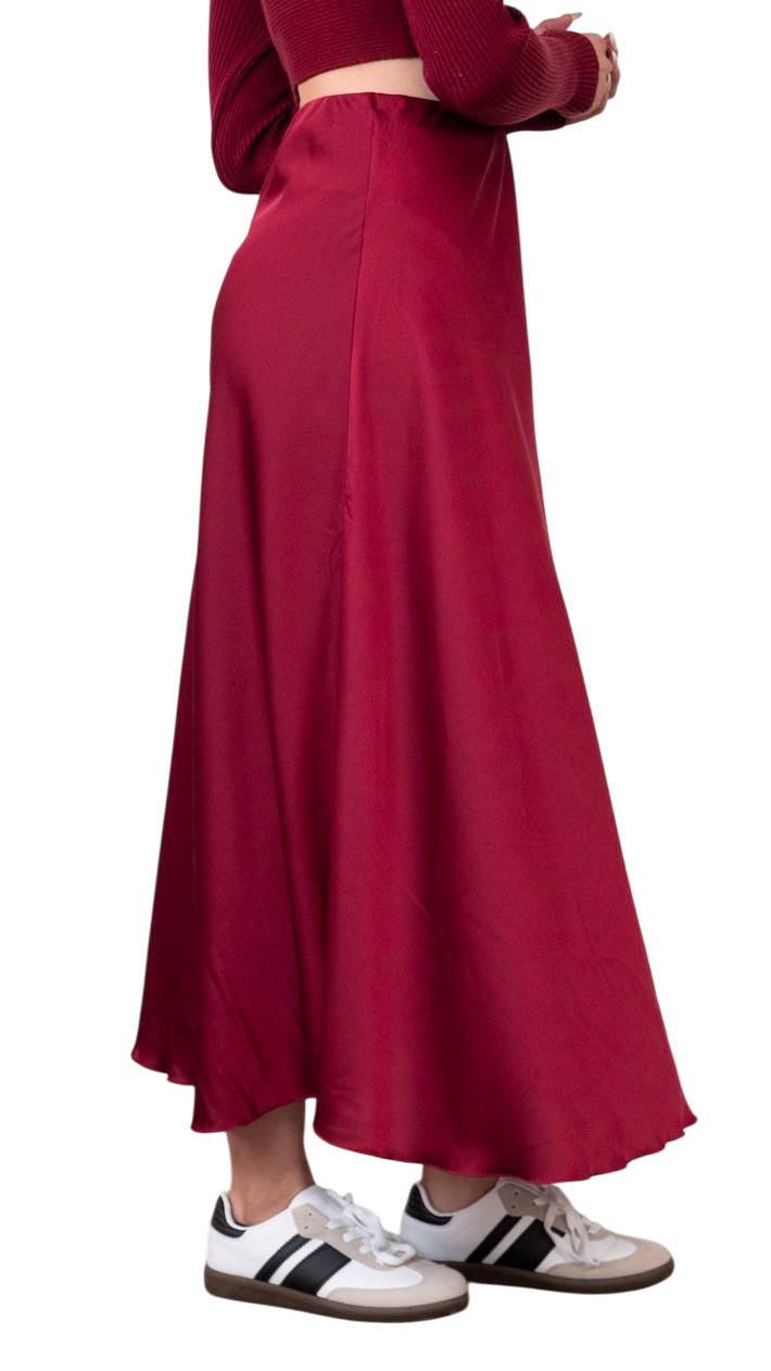 Falda Satinada Midi – 3 Colores