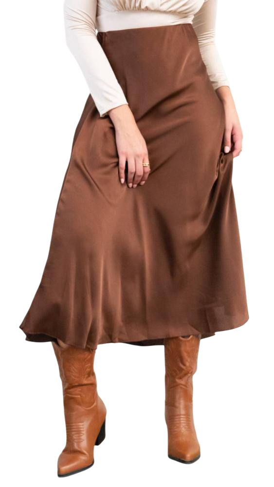 Falda Satinada Midi – 3 Colores