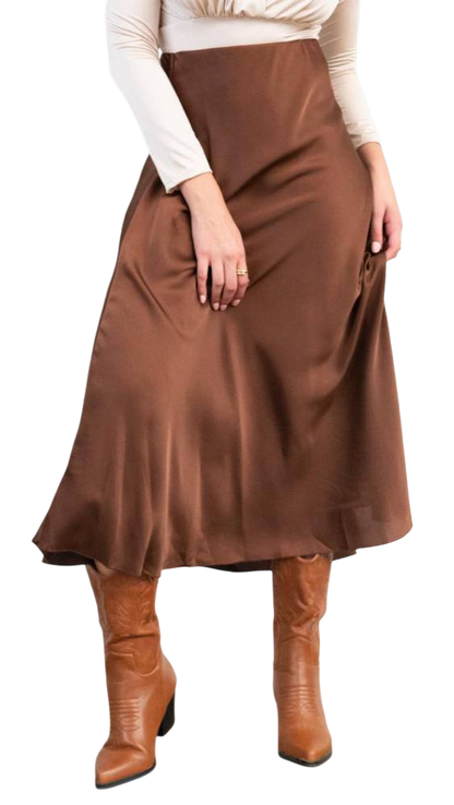 Falda Satinada Midi – 3 Colores
