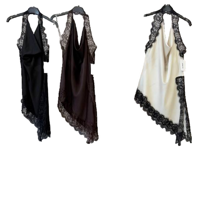 Top Asimétrico Lencero de Raso con Encaje