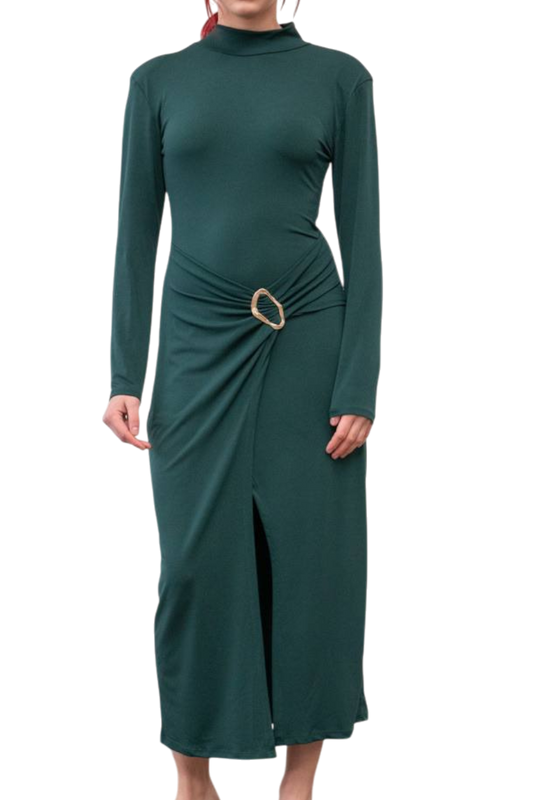 ✨ Vestido Midi con Hebilla Dorada ✨