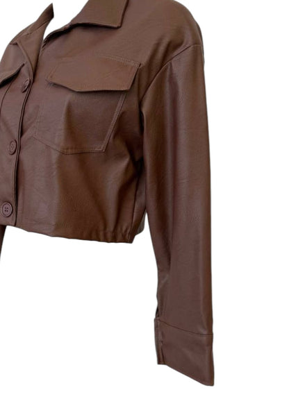 Chaqueta-Camisa de Polipiel Marrón – Oversize