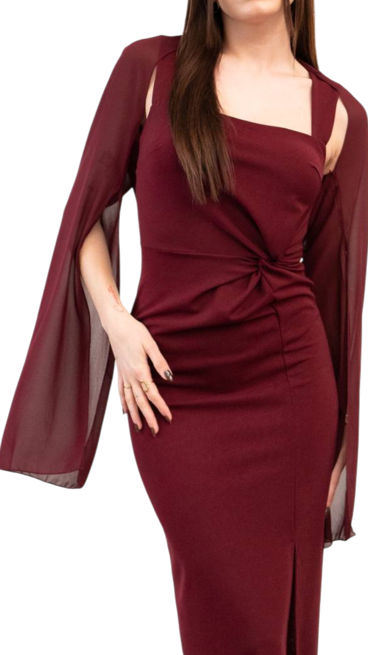 Vestido drapeado marrón chocolate + Chaqueta torerilla ✨